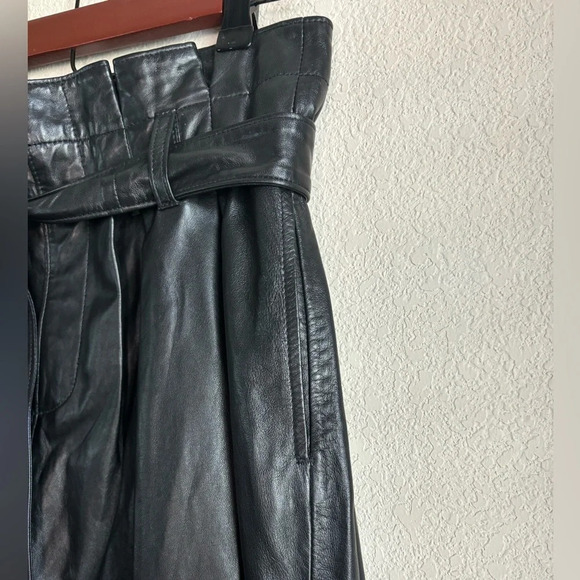 NWT Joie Adorabella B Caviar 100% Lamb Leather Belted Pants - Picture 11 of 16